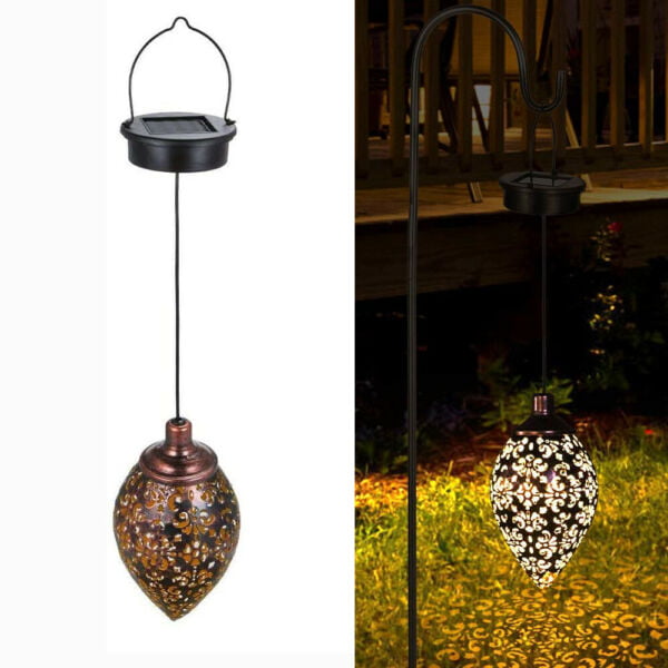 Details about   Hanging Solar Lights Lantern LED Garden Lights Metal Lamp Outdoor Hanging Decor